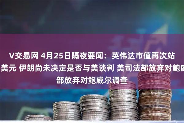 V交易网 4月25日隔夜要闻：英伟达市值再次站上5万亿美元 伊朗尚未决定是否与美谈判 美司法部放弃对鲍威尔调查